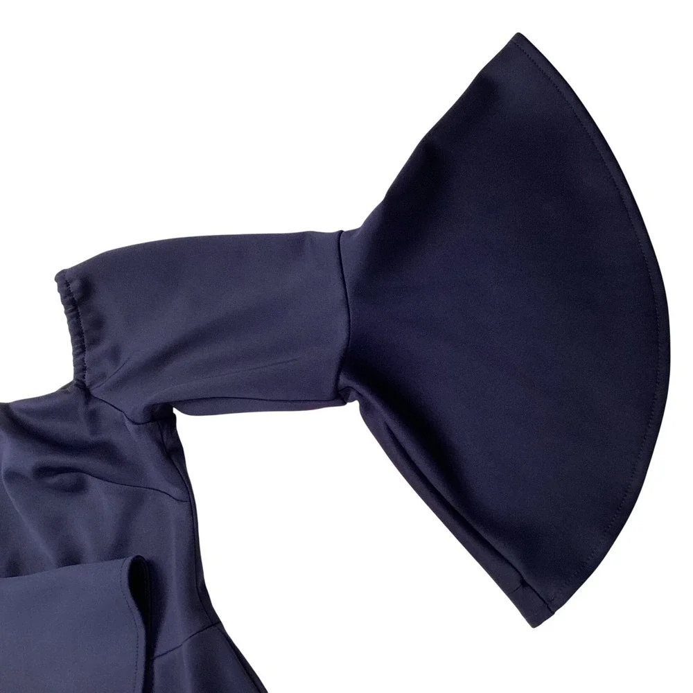 Betsey Johnson Navy Bell Sleeve Dress Women's Lined Zip Back Size 2 NWT Cocktail